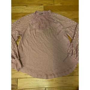 Free People women's Sweetest Thing long sleeve pink blush thermal top size small